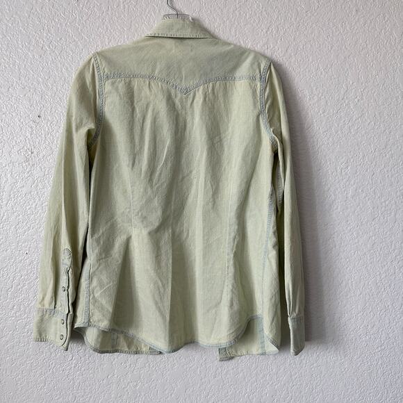 Mens Levi Vintage Green Distressed Pearl Button Up Size Small - Picture 7 of 7